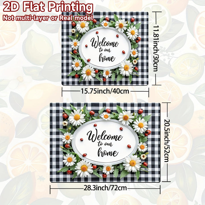 1pc Protector de Encimera para Estufa - Tapete Resistente al Calor con Diseño Floral (Margaritas, Bayas Rojas), Protector Antirrayaduras para Cocinas de Gas/Eléctricas y Hornos - Compatible con Diseños "Welcome Home" - Ideal para Hogar, Oficina o Hotel -