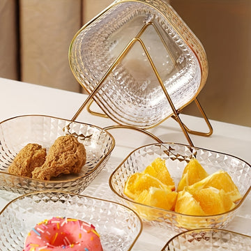 2pcs/4pcs Bandeja de Servir Cuadrada de Plástico - Versátil para Frutas, Postres, Tartas, Aperitivos y Desayuno - Decoración Duradera para Cocina y Comedor