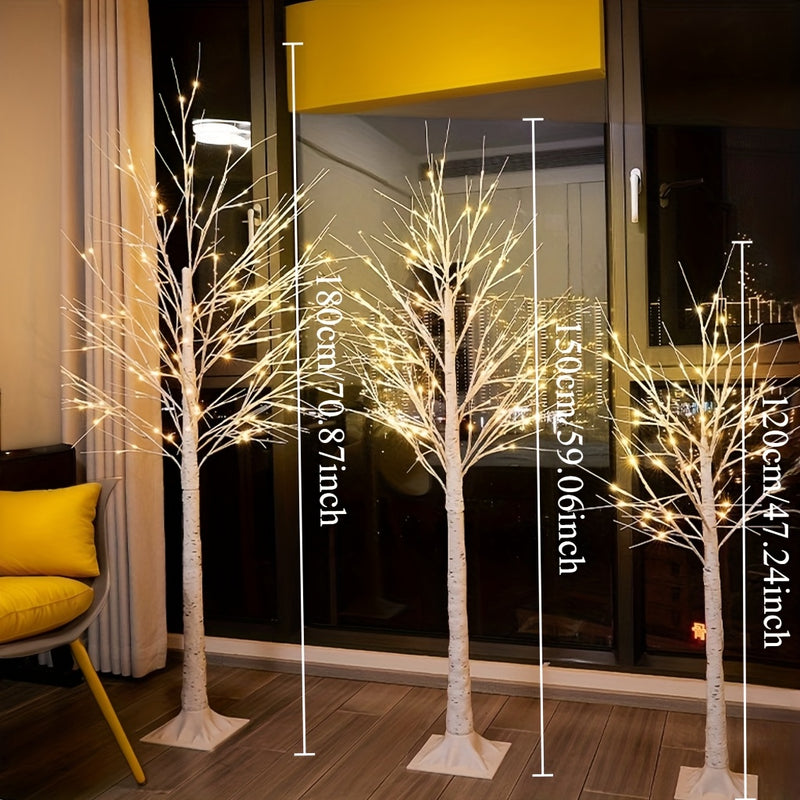 1 pieza de 121,92 pulgadas/152,4 pulgadas/182,88 pulgadas, árbol de abedul artificial con luces LED, lámpara de suelo, alimentada por USB, diseño moderno de plástico con luces blancas cálidas, ideal para el hogar, bodas, festivales, fiestas, vacaciones,
