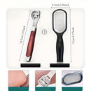 2 piezas, juego profesional de cuidado de pies: Remover + limpiador de pies - Exfolia profundamente la piel muerta, diseño de mango antideslizante, acero inoxidable duradero, perfecto para pedicures en casa y uso en salones, elimine los talones ásperos,