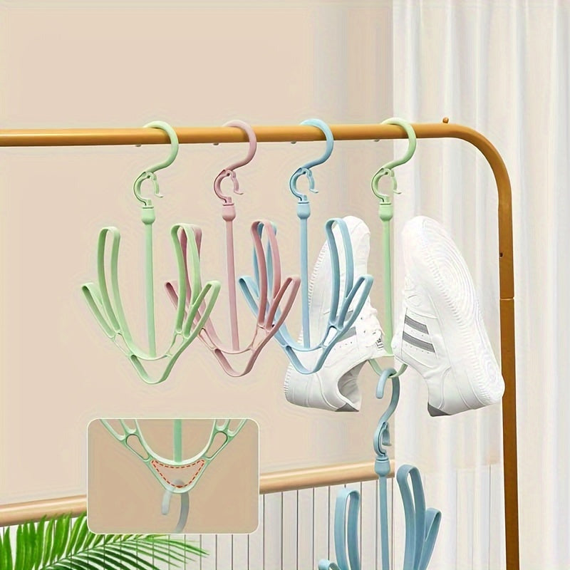 Organizador de Zapatos Duradero con Múltiples Ganchos - Verde Pastel y Azul, Ahorrador de Espacio para Uso Interior/Exterior, Balcón, Entrada, Armario, Diseño Elegante y Ligero, Secado de Calzados