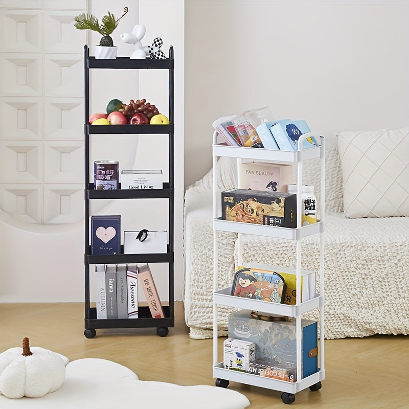 Carro de almacenamiento de 3 niveles con ruedas - Organizador versátil para cocina, baño y sala de estar - Plástico duradero, diseño ahorrador de espacio, Carro de almacenamiento de cocina | Organizador multiplano | Carro de almacenamiento de plástico, C