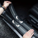 9 piezas de protector para umbral de auto con diseño de ojo de diablo, resistente a rayones y antideslizante, instalación con adhesivo, apto para todos los autos - negro con franjas blancas, protección para umbral de auto | decoración de auto elegante |