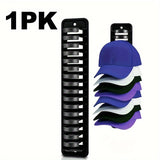 Organizador de Pared para Sombreros de 1 Pieza que Alberga 16 Gorras - Diseño Ahorrador de Espacio con Adhesivo Resistente, Perchero Portátil de Plástico Duradero para Armario, Oficina, Habitación Universitaria, Solución de Almacenamiento de Sombreros |
