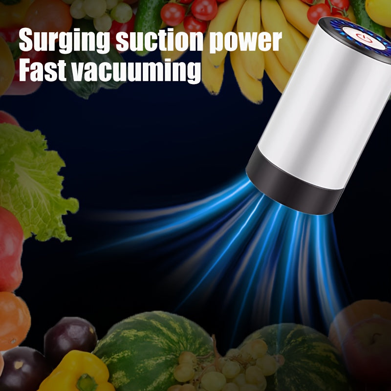 Mini Selladora al Vacío Portátil Automática, Máquina de Conservación de Alimentos para Hogar y Viajes con Operación de Un Botón, Potente Succión, Rápida y Práctica, Regalo Perfecto para el Día del Padre