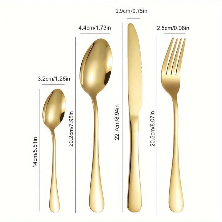 Juego de vajilla de acero inoxidable 1010 de 16/24 piezas con caja de madera, juego de vajilla de acero inoxidable de alta calidad, pulido a espejo, apto para lavavajillas, adecuado para restaurantes, cocinas, camping