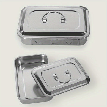 Caixa de desinfección de acero inoxidable, bandeja para herramientas, dos opciones sin agujeros y con orificios de ventilación, resistente a la corrosión, ideal para almacenar herramientas de uñas, tatuajes, instrumentos dentales, etc