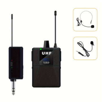 Micrófono inalámbrico profesional con collar de solapa, ajustable, recargable por USB, batería de litio de 800 mAh, conector de 6,35 mm para karaoke, canto, juegos, videoconferencias y transmisión en vivo.