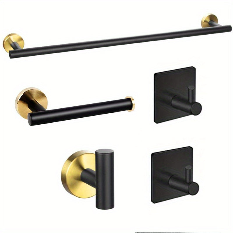 5/7 Piezas De Hardware De Baño, Barra De Toalla Montada En La Pared De Acero Inoxidable, Anillo De Toalla, Soporte De Papel Higiénico Y Ganchos Para Toallas, Accesorios De Baño