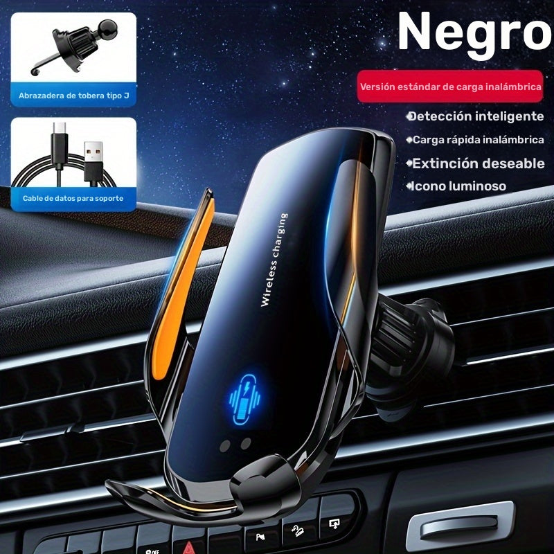 1 pieza, montaje de ventilación de coche con carga inalámbrica y carga USB, soporte ajustable para teléfono para todos los dispositivos - inducción inteligente, carga rápida, icono luminoso, cargador de viaje con batería recargable, solución de carga de