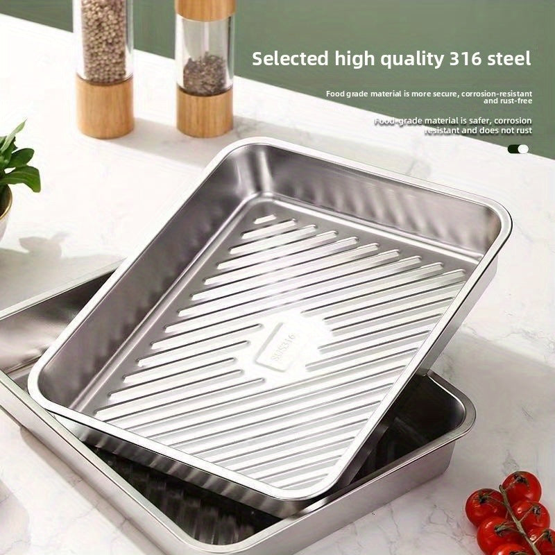3 piezas de bandejas de hornear de acero inoxidable grande con tapas - Rectangulares, fáciles de limpiar, antiadherentes, ideales para asar verduras, carnes y más - Perfectas para uso en casa y en restaurantes, bandeja de hornear