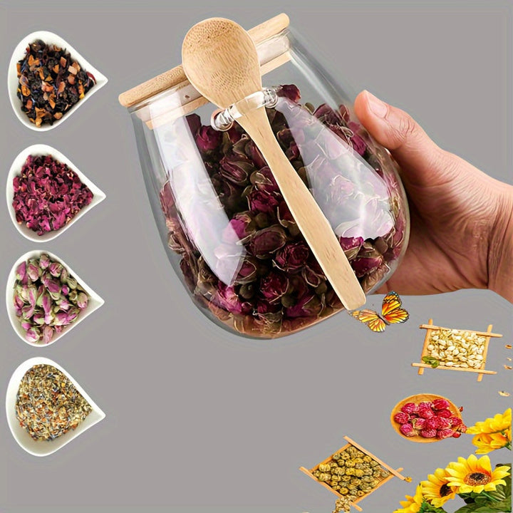 Juego de 3 recipientes de vidrio transparente para bocadillos, con tapa cuchara, herméticos, reutilizables, para cocina y despensa