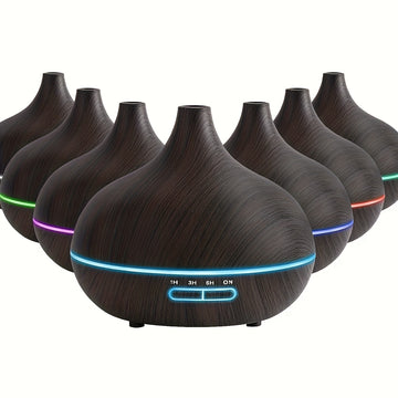 Difusor de aceites esenciales de 550 ml, difusor para el hogar con control remoto, tecnología de ondas sonoras 5 en 1, apagado automático, 4 configuraciones de tiempo, 7 luces LED para dormitorio, oficina o casa