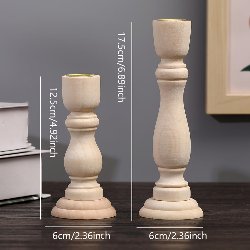 Conjunto de 2 Piezas de Candelabros de Madera Retro, Decoración Romántica de Escritorio, Adecuado para Fotografía, Aniversario, Cumpleaños, Cena de Citas, Decoración del Hogar en la Sala de Estar, Perfecto para San Valentín, Año Nuevo, Navidad