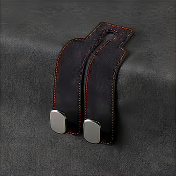 1 pieza de fundas de respaldo de asiento de coche de cuero sintético con ganchos metálicos ocultos - Accesorio interior elegante para todos los vehículos, disponible en beige, negro y marrón, accesorio interior | Interior moderno | Material duradero