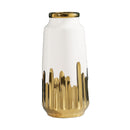 Jarrón de cerámica minimalista moderno con un lujoso baño dorado, perfecto para la decoración del hogar y arreglos florales en la sala de estar.