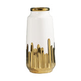 Jarrón de cerámica minimalista moderno con un lujoso baño dorado, perfecto para la decoración del hogar y arreglos florales en la sala de estar.