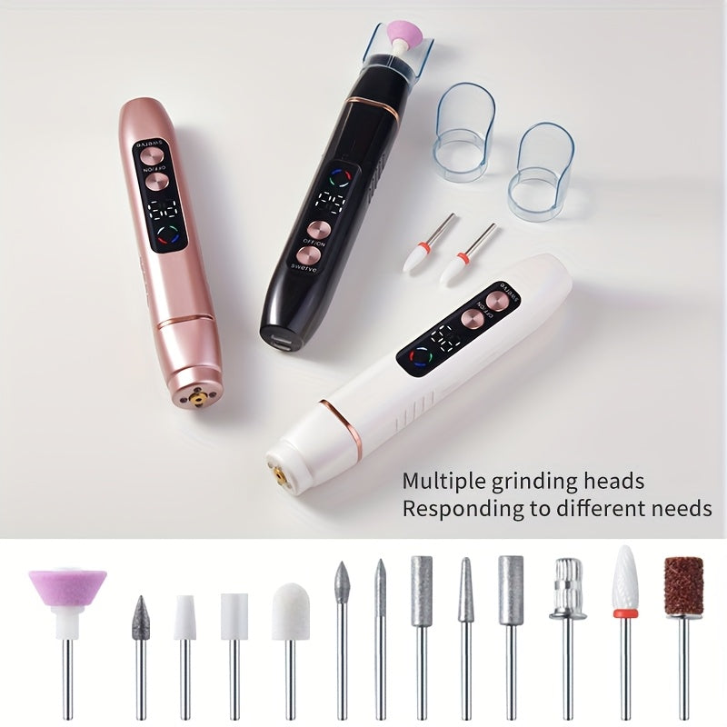 Juego de Taladro para Uñas - Herramienta profesional de manicura y pedicura con cabezales intercambiables, 20 limas y brocas. Dispositivo portátil eficiente para el cuidado de uñas alimentado por batería, voltaje de trabajo ≤36V
