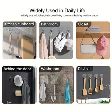 30pcs Ganchos Adhesivos Transparentes - Sin Daños, Montaje en Pared Sin Clavos para Marcos de Fotos y Azulejos, Sujeción Fuerte y Compatibilidad con Múltiples Superficies