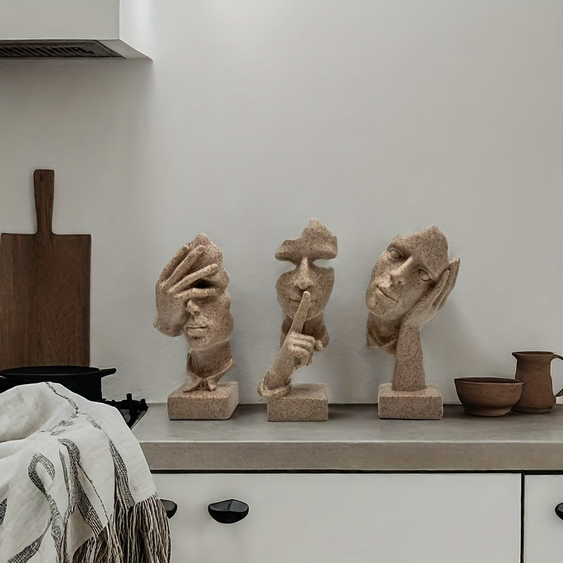 Conjunto de 3 piezas de decoración de escritorio abstracta y creativa, adecuado para decoración multifuncional interior y exterior, mostrador de oficina, decoración de estantería de estudio y hogar
