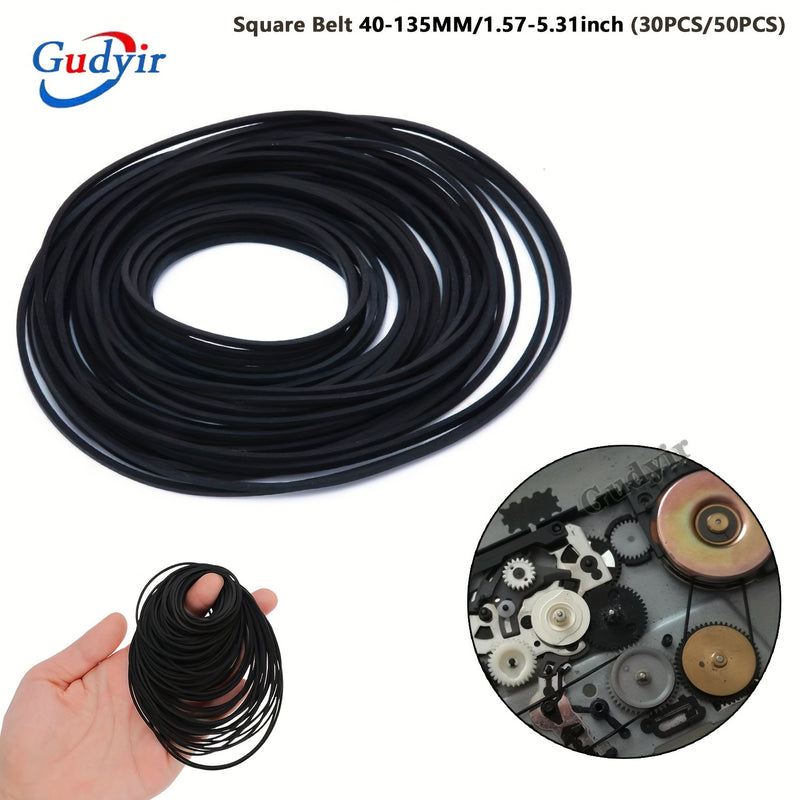 Correas de Goma para Grabadora, Correa Cuadrada de Goma para Reparación y Mantenimiento de Grabadoras de Casete 40-135mm (30pcs/50pcs)