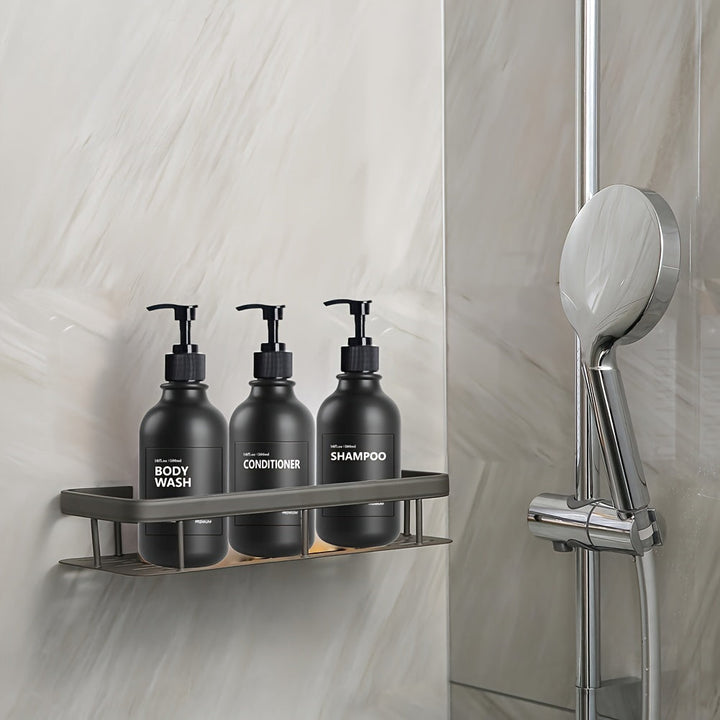 3pcs Botella Redonda de 500ml para Aceites Esenciales y Jabón en Gel, Dispensadores de Plástico con Etiquetas Removibles (Gel de Ducha, Loción, Jabón para Manos, Acondicionador) - Incluye 6 Etiquetas