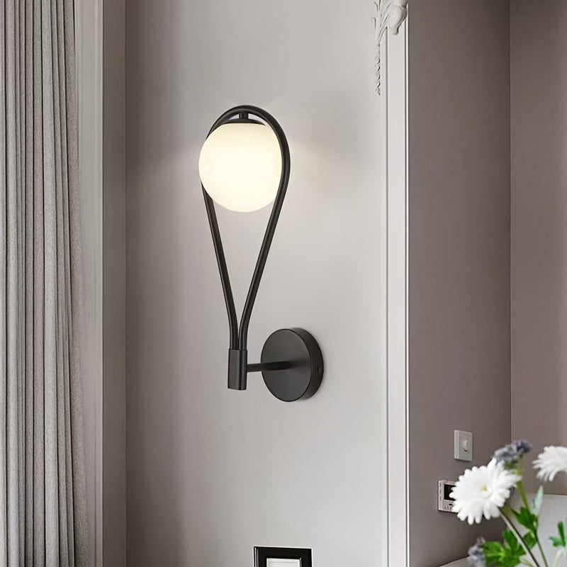 1pc Aplique de Pared Orbe, Diseño Moderno Lágrima de Medio Siglo para Pared, Aplique de Pared Cepillado Luz Lavadora para Salón y Mesita de Noche, Compatible con Base E26/27 (Bombilla no Incluida)