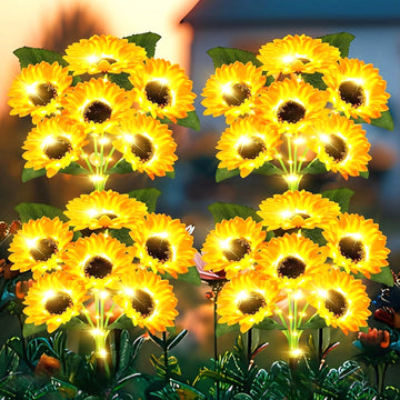 1Paquete/2Paquetes/4Paquetes Luces Solares para Jardín Exterior - Luces Decorativas de Girasol, Impermeables con Encendido/Apagado Automático para Patio y Jardín