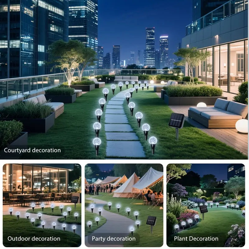 20pcs Luces Solares para Jardín, Luces de Césped Exteriores con 8 Modos de Iluminación, Apagado Automático Diurno y Encendido Nocturno para Verano, Camping, Navidad, Boda, Fiesta, Decoración de Caminos en el Césped