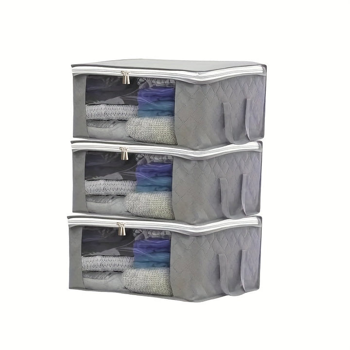 3 piezas, bolsa plegable para almacenar ropa y ropa de cama, con asa reforzada resistente, cierre resistente, ventana transparente, ideal para edredones, cobijas y sábanas