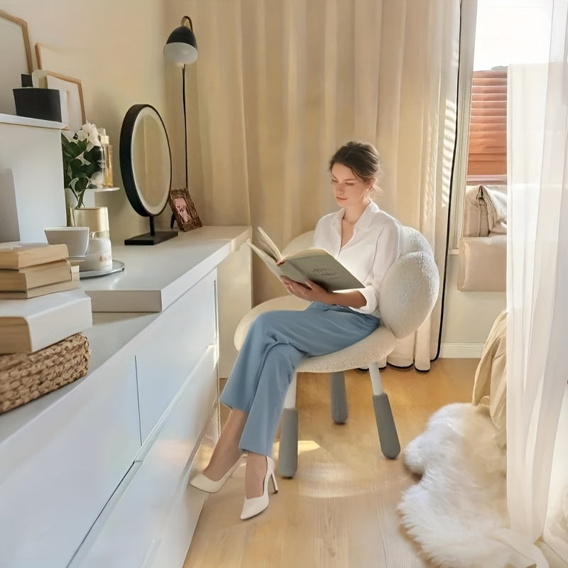 1 banco de vestir, silla estilo crema para maquillaje, escritorio y sillón de computadora, un gran artículo decorativo moderno para el hogar