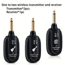 Transmisor y Receptor Inalámbricos de Guitarra 1-a-2, Un Receptor Dos Transmisores Adecuado para Mezclar Instrumentos como Guitarra, Bajo y Saxo Eléctrico