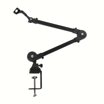 Kit de soporte de micrófono de hierro negro versátil - Sin muelle, brazo ajustable, incluye clips y conector XLR, ideal para grabación, transmisión, podcasting, juegos, etc., accesorio de micrófono