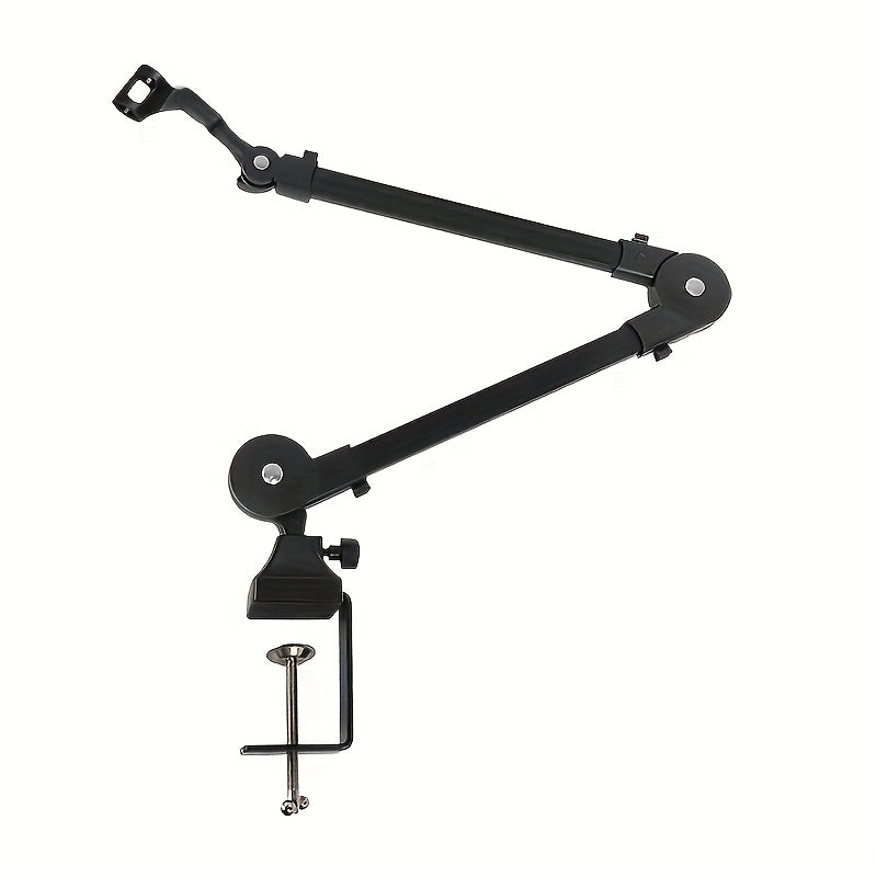 Kit de soporte de micrófono de hierro negro versátil - Sin muelle, brazo ajustable, incluye clips y conector XLR, ideal para grabación, transmisión, podcasting, juegos, etc., accesorio de micrófono