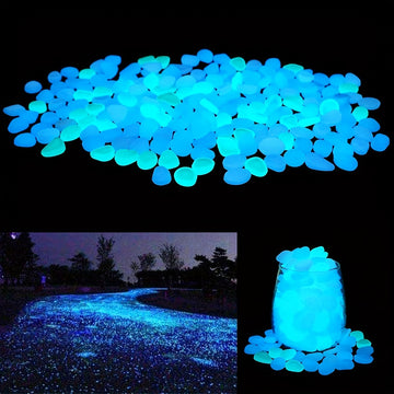 999 piezas de piedras de jardín de plástico que brillan en la oscuridad para patio y caminos decorativos, piedra decorativa de acuario que brilla (0,76 cm-0,99 cm)