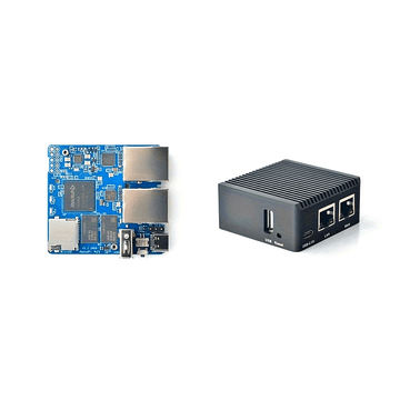 Carcasa de metal oficial de Nanopi R2S: Sistema OpenWrt RK3328 Mini Router con dos puertos Gigabit, Ethernet de 1 Gb, almacenamiento amplio
