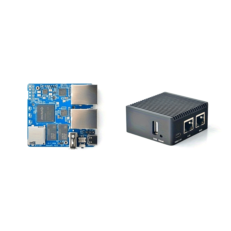 Carcasa de metal oficial de Nanopi R2S: Sistema OpenWrt RK3328 Mini Router con dos puertos Gigabit, Ethernet de 1 Gb, almacenamiento amplio