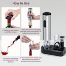 Juego de 5 en 1 para abrir botellas eléctricas, regalo creativo, abridor de vino tinto, abridor de batería seca, juego con base para verter y almacenar vino, completamente funcional.