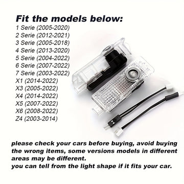 2 piezas para for bmw, luces LED de proyector de logo, blanco, fácil de instalar, no eléctricas, 12-24V, capa protectora transparente, perfectas para el diseño de rendimiento de for bmw, luz de bienvenida escalonada, accesorios de iluminación para coches