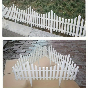 8 paneles de cerca de jardín plásticos blancos - Borde de paisaje resistente a la intemperie para céspedes, camas de flores y decoración navideña vertical, sin necesidad de energía, decoración de jardín para todas las estaciones, diseño de estacas vertic