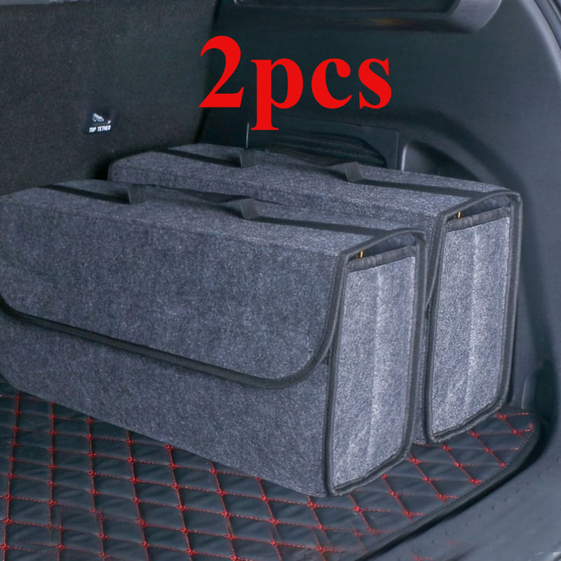 1/2pcs Caja Organizadora de Maletero Espaciosa, Tela de Fieltro Premium, Aplicable Universalmente, Contenedor Resistente para SUV, Coche, Accesorios de Viaje, Esenciales para Mujeres y Hombres