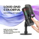 Micrófono USB Plug & Play de 1 pieza con Luces RGB, Control de Volumen, Función Silenciosa, Conector USB-C, Cuerpo de Resina ABS, para Karaoke, Transmisión en Vivo, Juegos, Videollamadas, , LMGBM