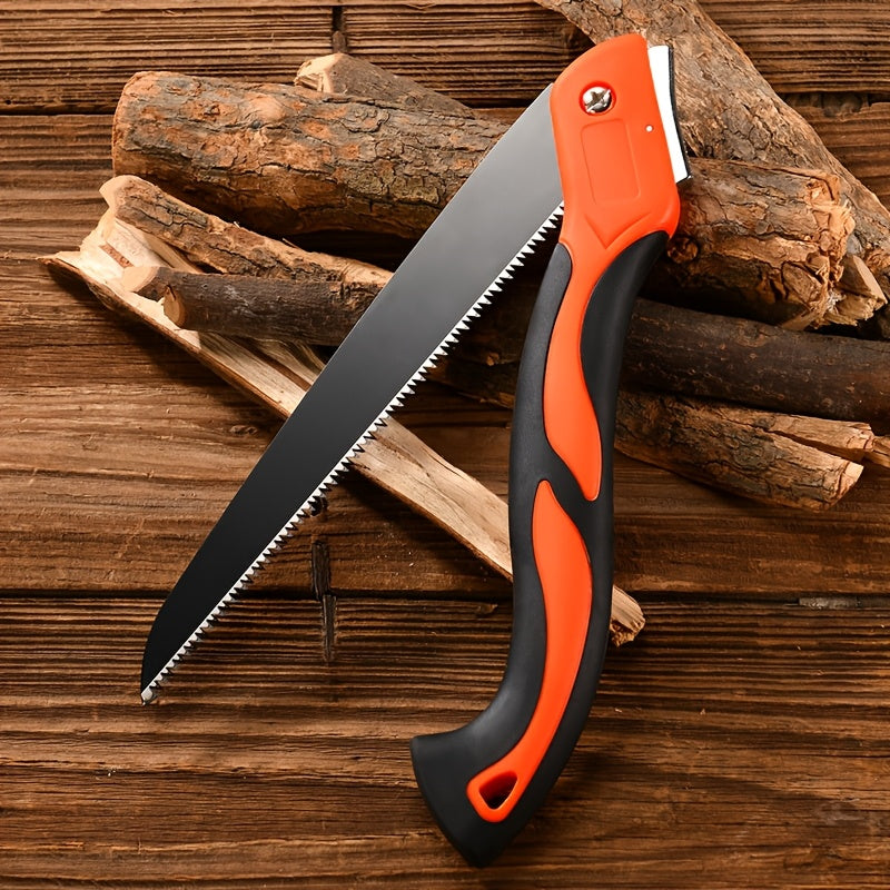 Cuchilla de mano plegable compacta para jardinería y carpintería - Hoja de metal duradera, mango ergonómico, cuchilla de poda portátil con hoja de acero SK5, diseño naranja y negro, cuchilla de carpintería | Diseño ergonómico | Cuchilla de metal duradera
