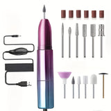 Taladro de uñas portátil, kit profesional de manicura eléctrica con 18 cabezales reemplazables, velocidad ajustable - alto RPM, ideal para cuidado de uñas y pies, incluye empujador de cutículas, regalo perfecto para mujeres, cumpleaños, días festivos y D