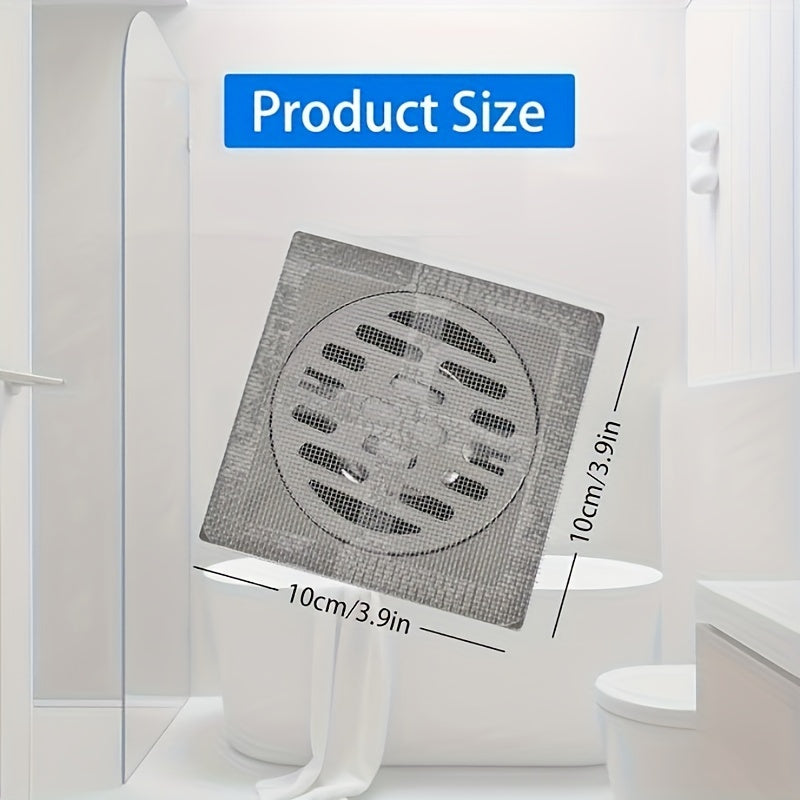10pcs Pegatinas Desechables para Red de Drenaje de Ducha, Pegatinas de Filtro para Drenaje de Suelo y Nuevos Filtros de Drenaje para baños y bañeras, 10.01*10.01cm, Blanco