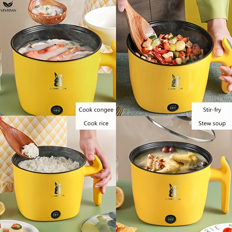 Olla eléctrica, olla eléctrica doméstica, olla eléctrica multifuncional de cocina, olla eléctrica de dormitorio, mini olla eléctrica, cocinero de arroz pequeño y ligero, olla eléctrica instantánea, regalo de vacaciones, Navidad