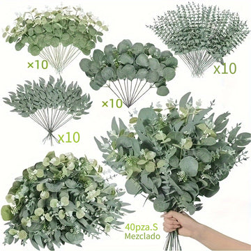 40 piezas de flores artificiales de eugalea y sauce, flores pequeñas con aroma, ideales para bodas de primavera y verano, arreglos florales DIY en jarrones, decoración para el hogar y jardinería