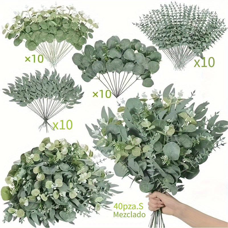 40 piezas de flores artificiales de eugalea y sauce, flores pequeñas con aroma, ideales para bodas de primavera y verano, arreglos florales DIY en jarrones, decoración para el hogar y jardinería