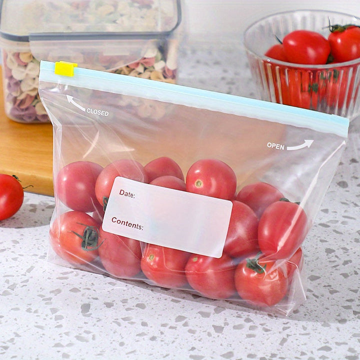 10pcs Bolsas de Almacenamiento de Alimentos Reutilizables Engrosadas con Cierre Deslizante - Transparentes, a Prueba de Humedad y Polvo, Mantenedores de Frescura para Refrigerador, Congelador y Organización de Despensa, Material PE de Fácil Sellado, Orga