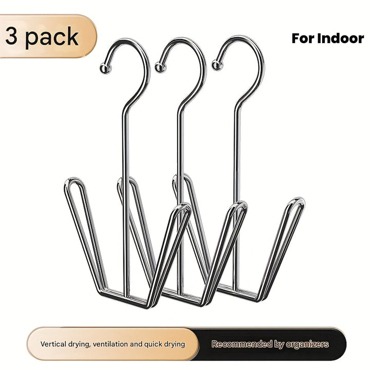 Conjunto de 3 Piezas de Estante para Secar Zapatos en Forma de U de Acero Inoxidable - A Prueba de Viento, Secado Rápido, Ahorro de Espacio con Ganchos Montados en la Pared para Uso Exterior e Interior, Ventilación Vertical para Secado, Estante de Secado